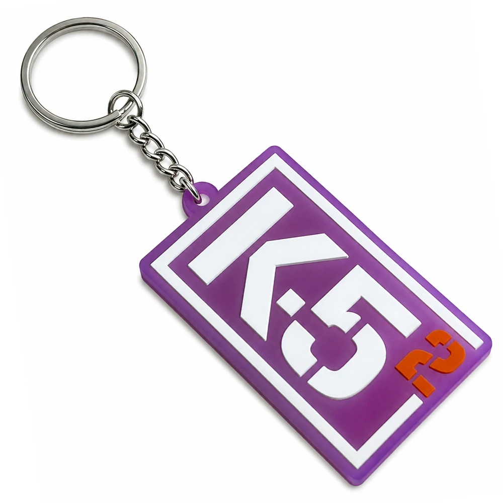 Custom rubber keychain — molded logo tag with keyring