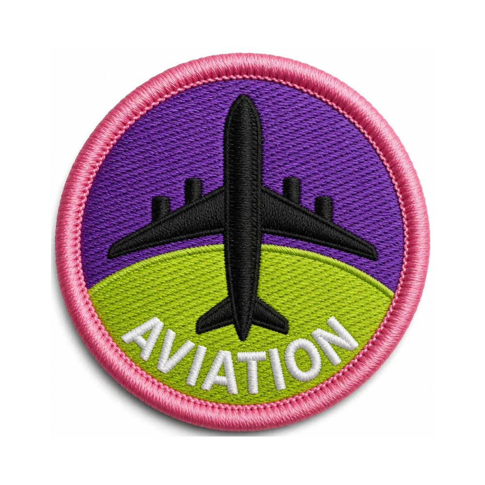 Close-up of a custom embroidery patch showing raised classic stitch texture