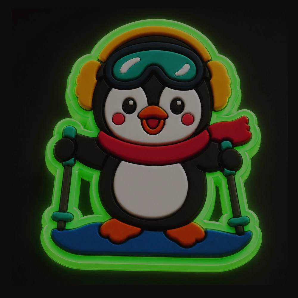 Glow-in-the-dark custom soft PVC pin with neon green border UK