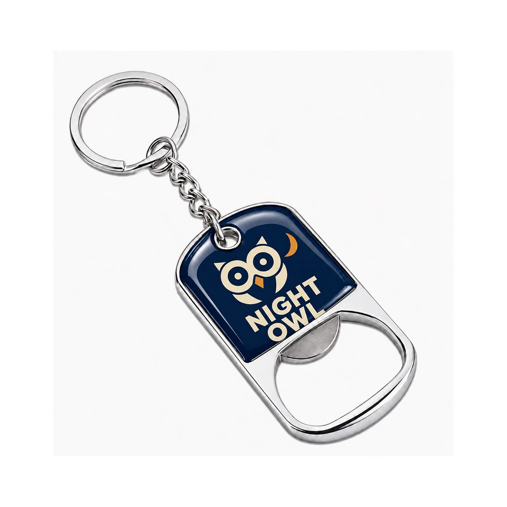 Custom dog tag metal keychain bottle opener – NIGHT OWL navy enamel plate Australia